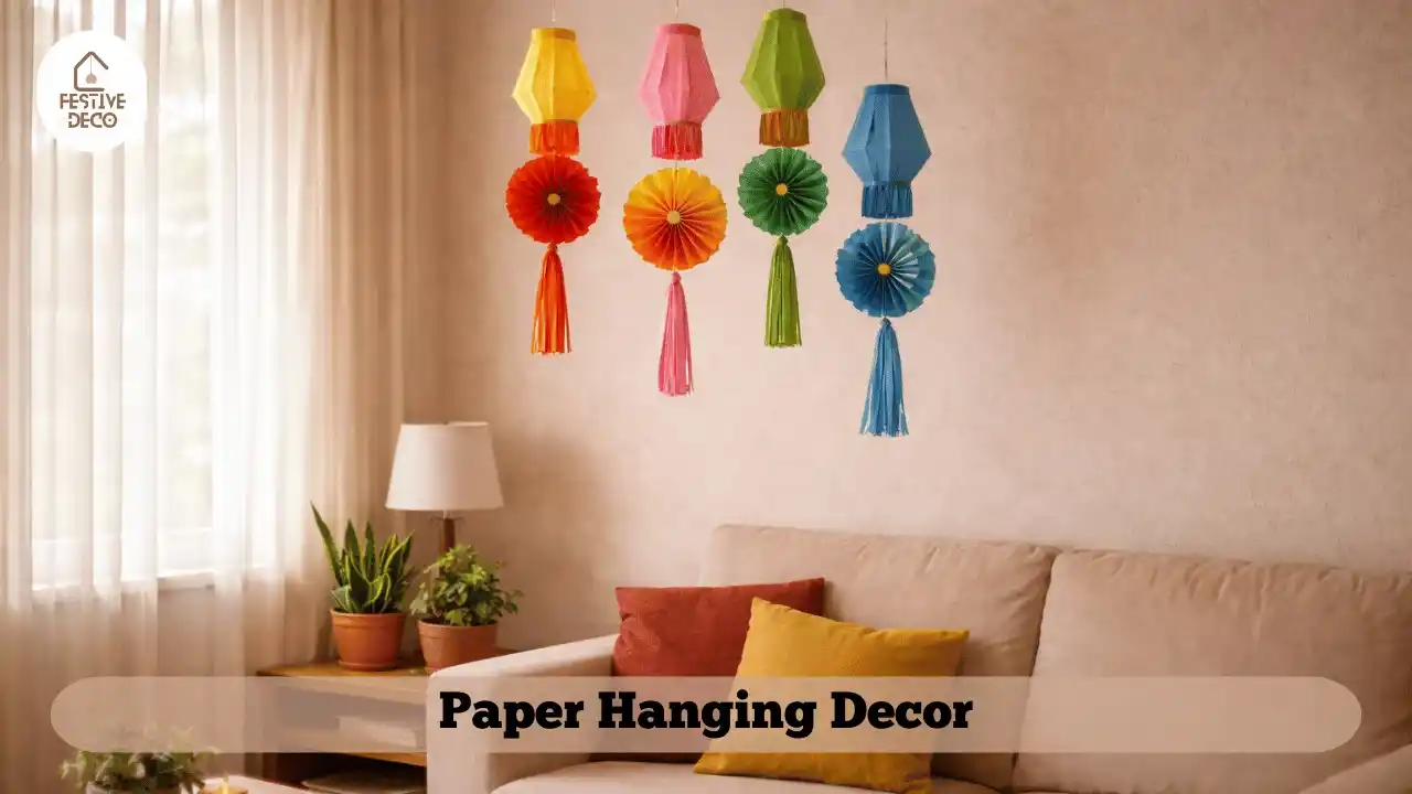 Step-by-step DIY paper decoration ideas for living room ceiling decor.