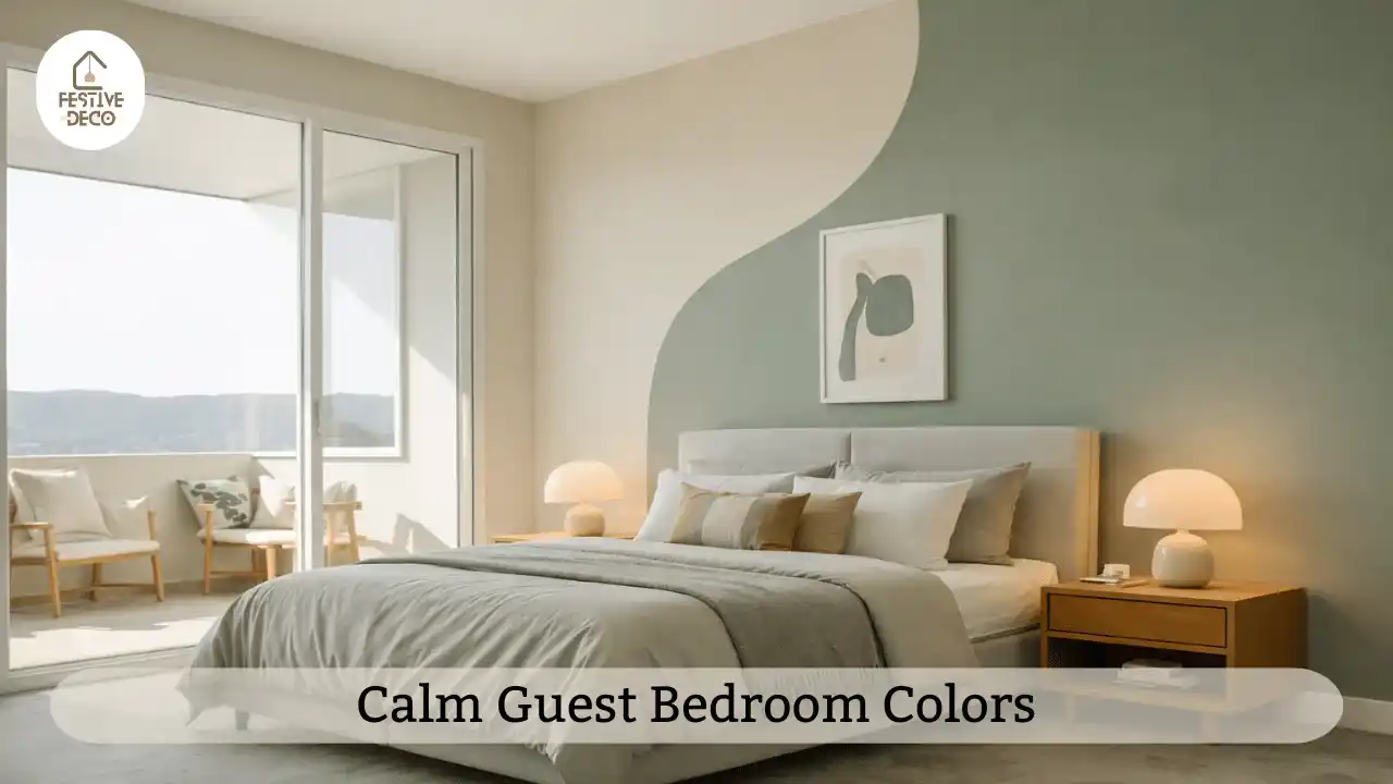 A guest bedroom decorated with soft neutral tones showing relaxing guest bedroom decor inspiration.