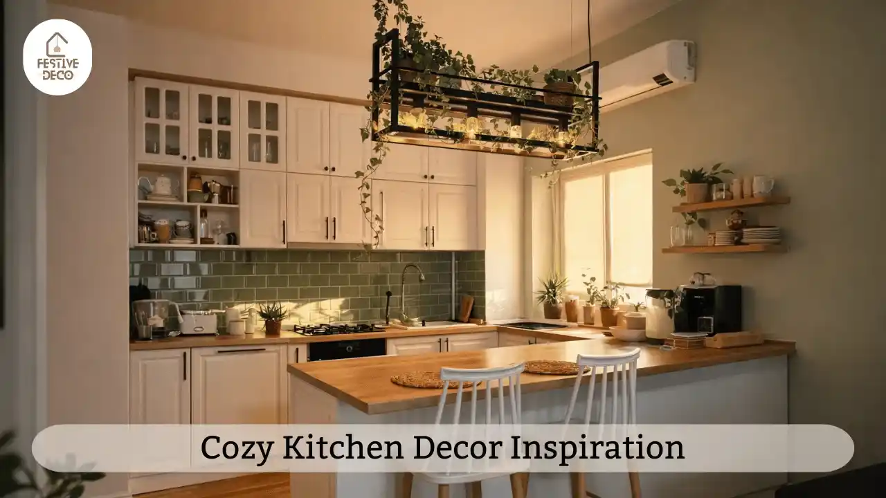 A warm and inviting kitchen interior featuring natural decor elements and simple kitchen decoration ideas for home.
