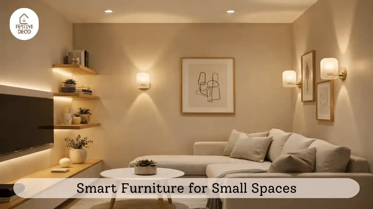 Compact furniture arrangement in a small apartment showing practical space saving decor ideas for small homes.