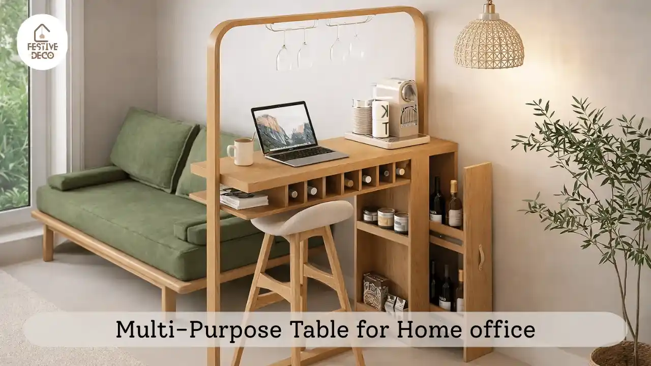 Multi purpose table for home office to minimize space.
